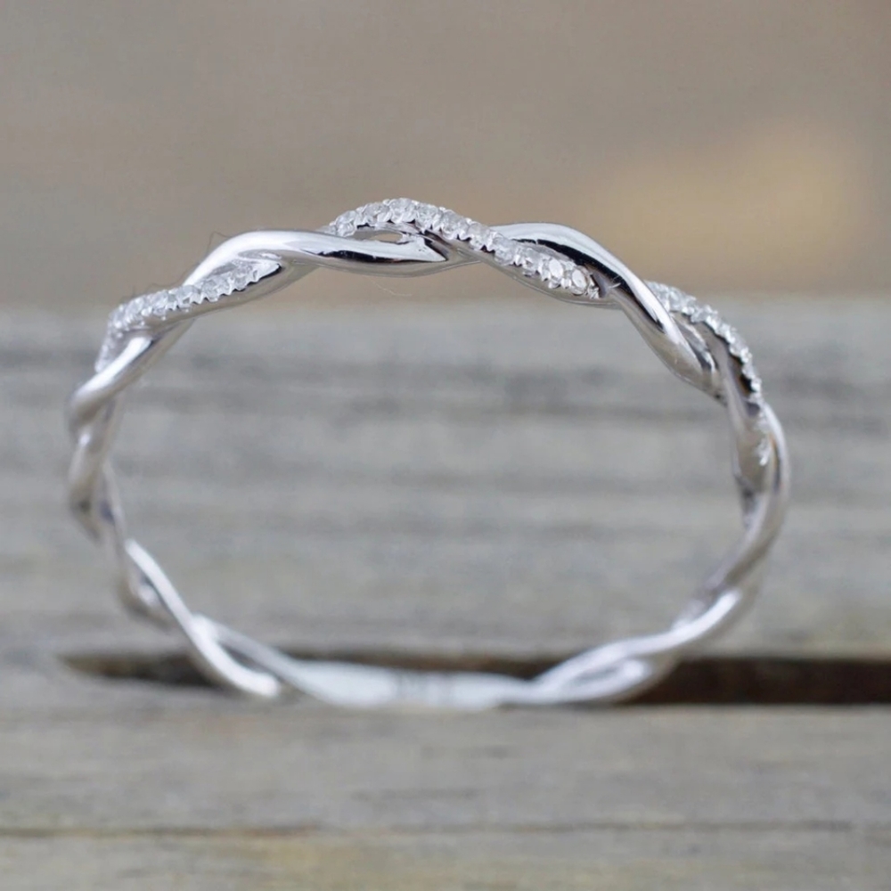 New Silver Diamond Twisted Eternity Ring - Picture 2 of 3